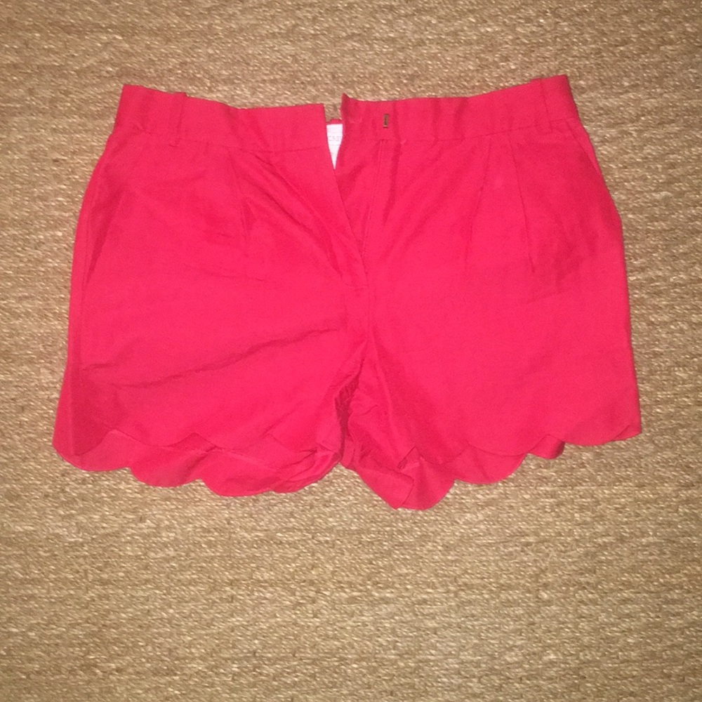 J. Crew Red Scallop Shorts